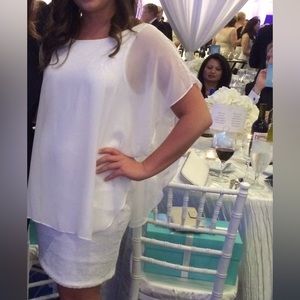 Betsy & Adam White Sequin dress